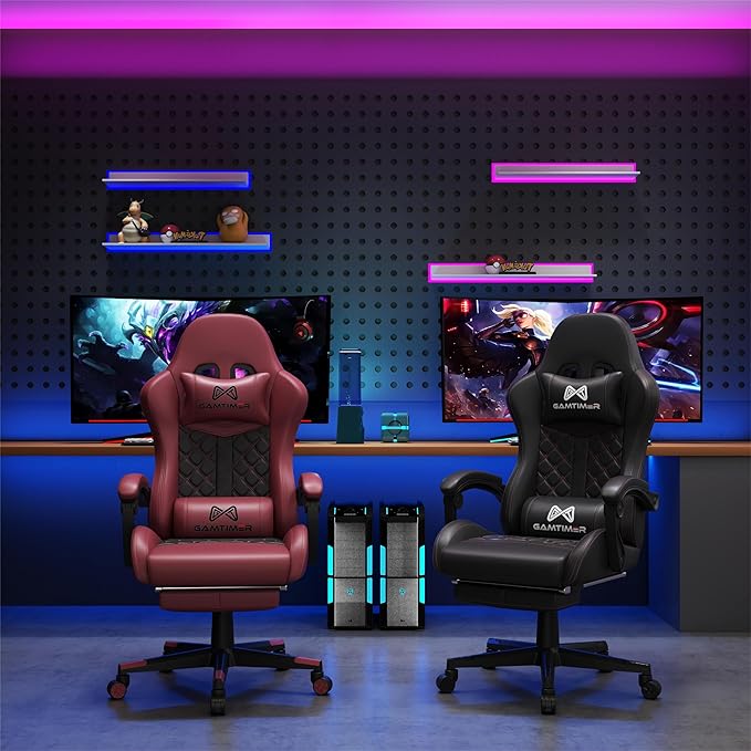Gaming Chair, 400 lbs Adult Chair, High Back Computer Chair with Footrest and Linked Armrests, Office Video Game Chair with Lumbar Support (Black) - Image 2